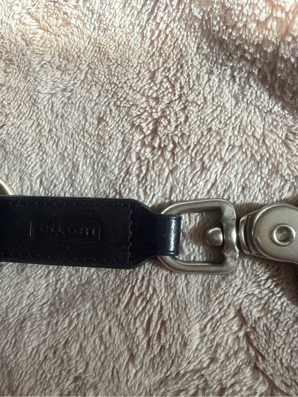 Coach Black Leather Messenger Strap with Silver-Tone Hardware